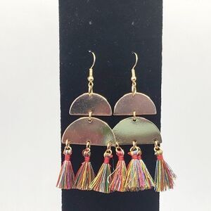 14K Gold Plated Two Tier Multicolored Earrings